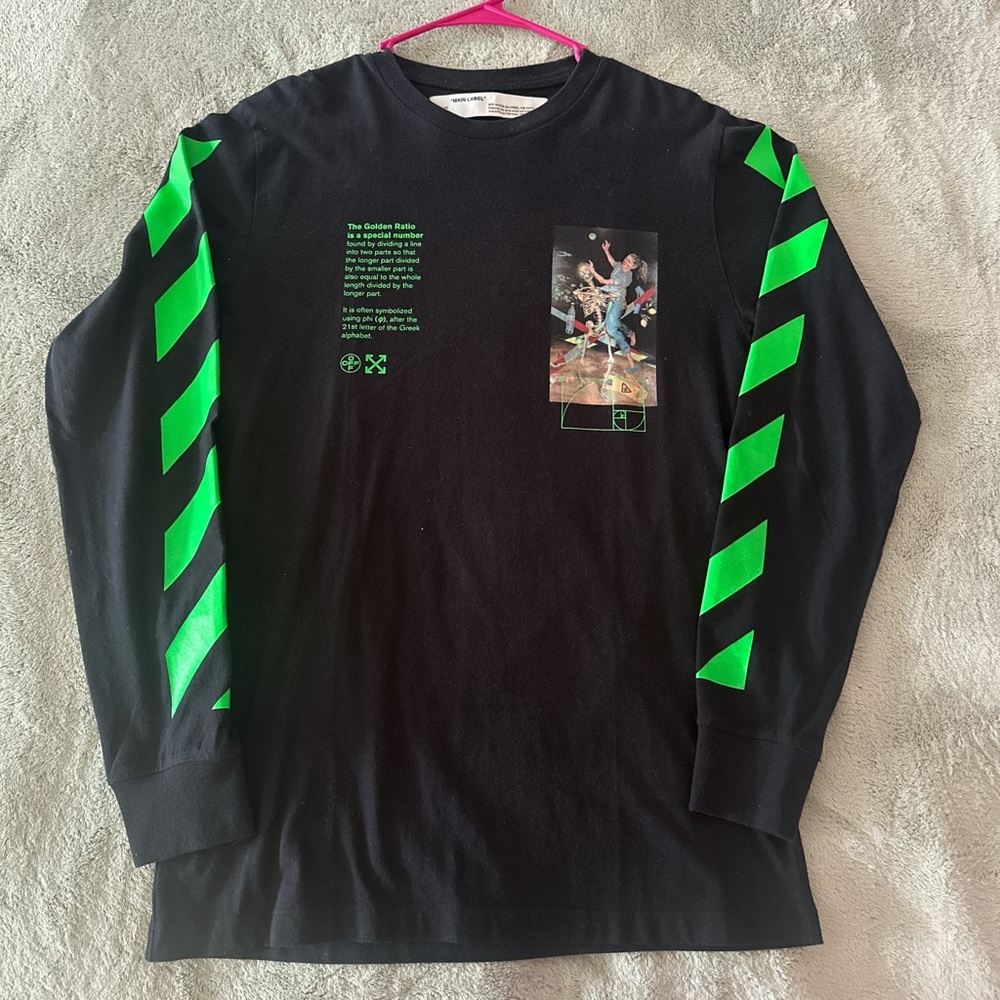 Off-White Black and Green Long Sleeve Tee